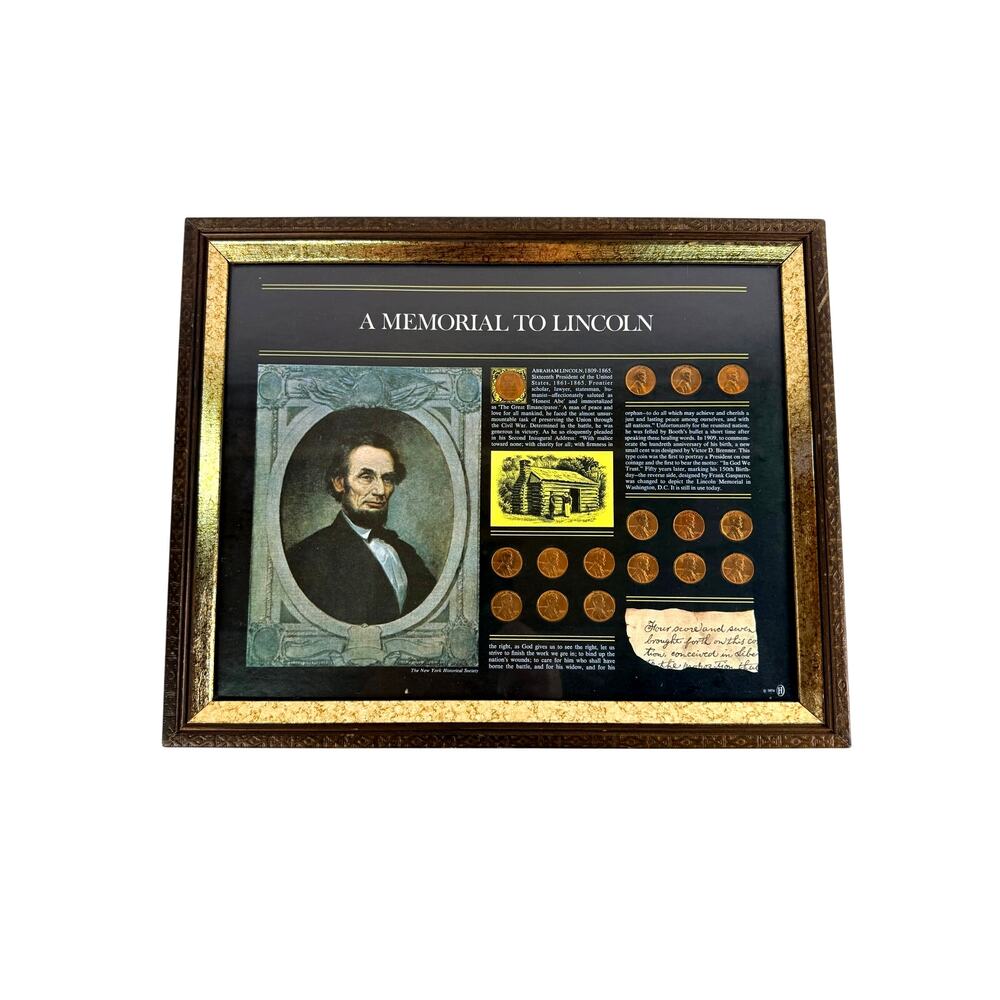 A Memorial To Lincoln Framed Penny Collection Display Abraham Lincoln Wall Art‎